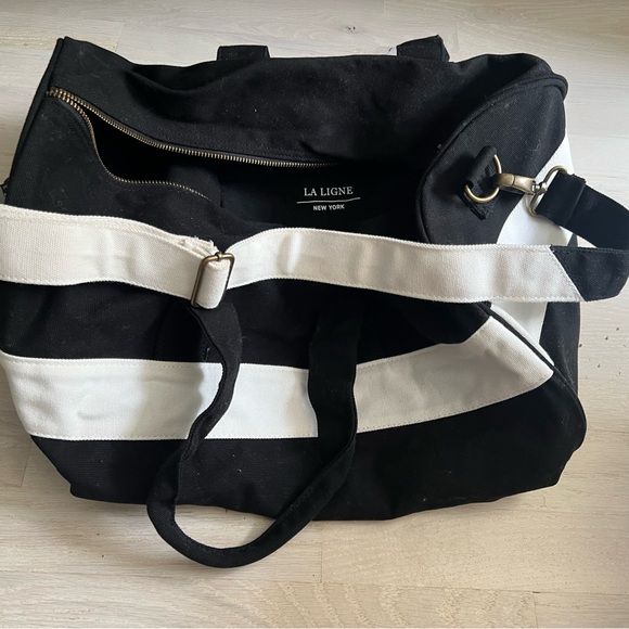 La Ligne black and white weekend duffel bag - Picture 1 of 3